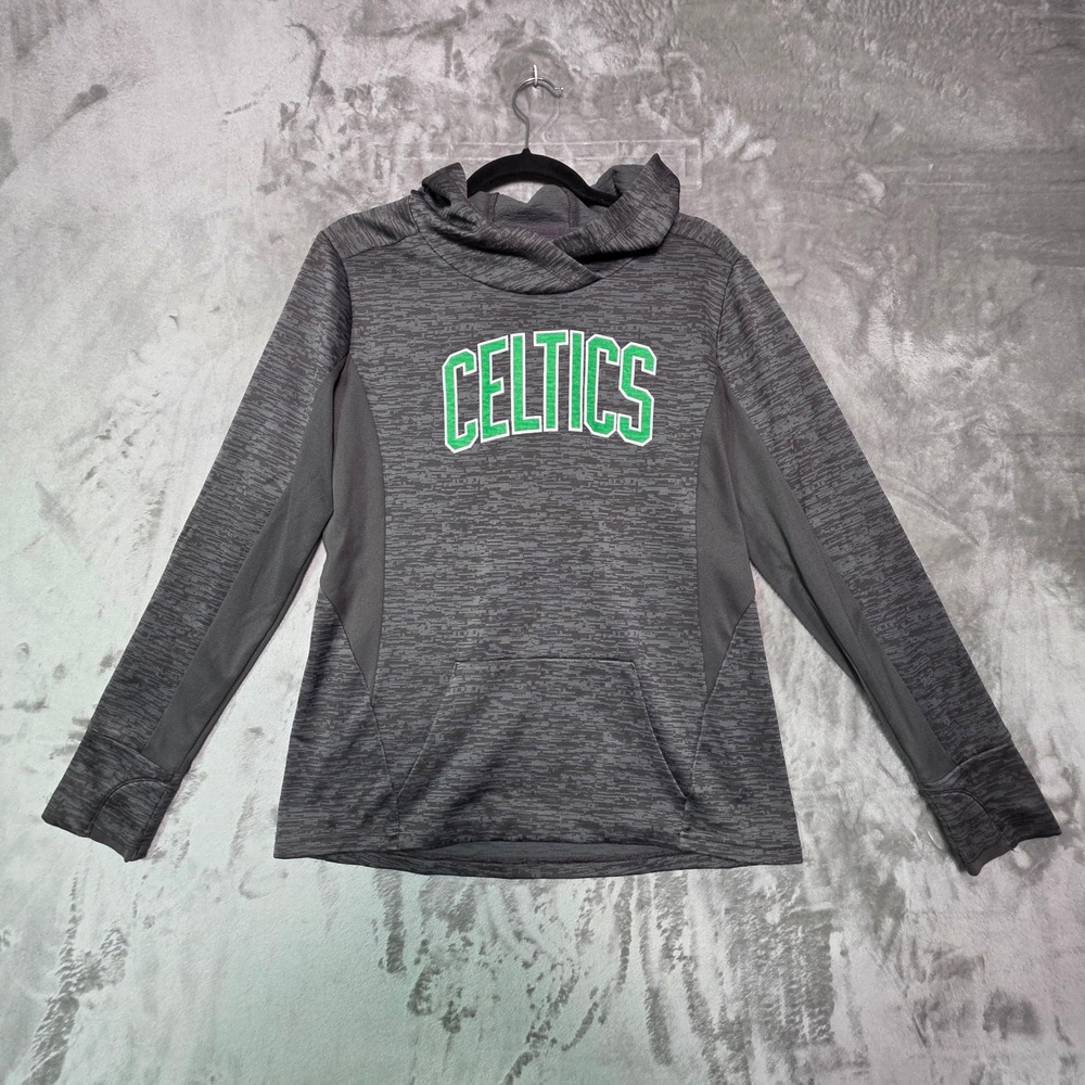 Majestic Boston Celtics Hoodie Small Gray Space Dye Thumbhole Pullover NBA